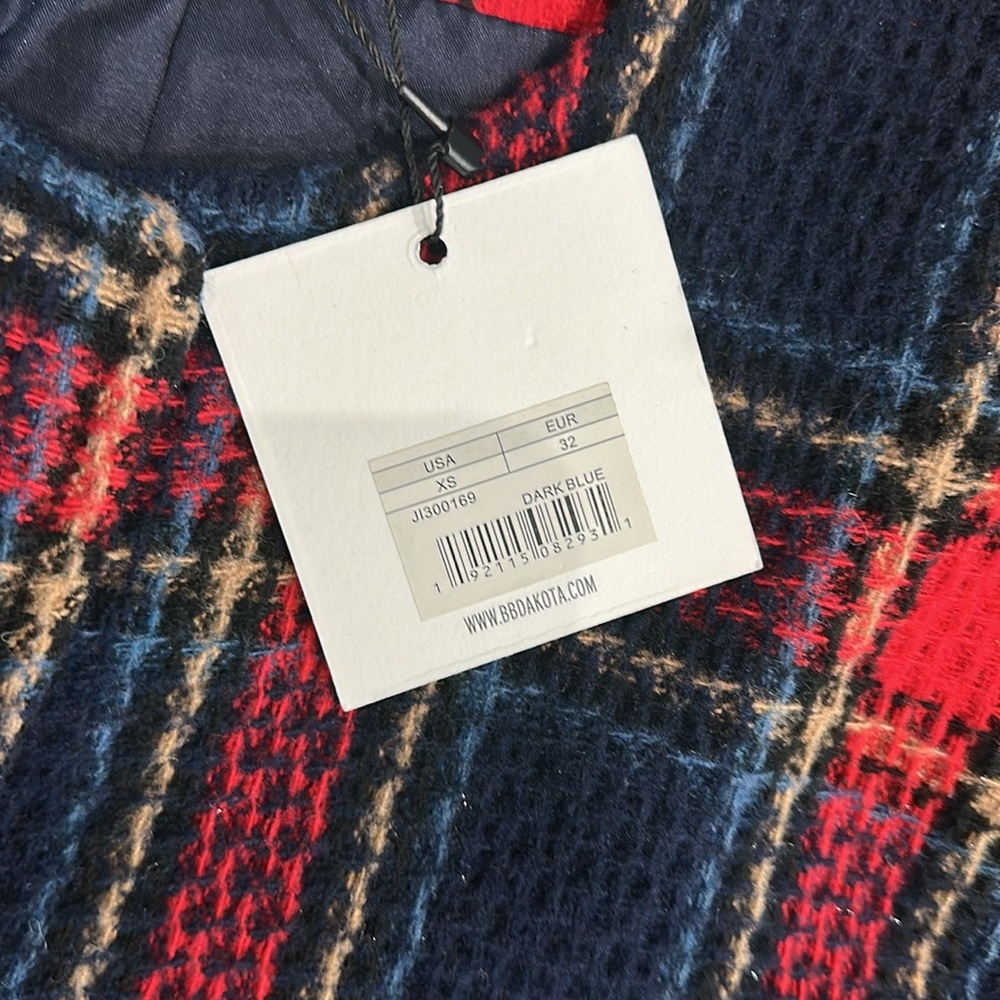 ANTHROPOLOGIE Jack by BB Dakota blue red Plaid Coat size - Picture 4 of 7